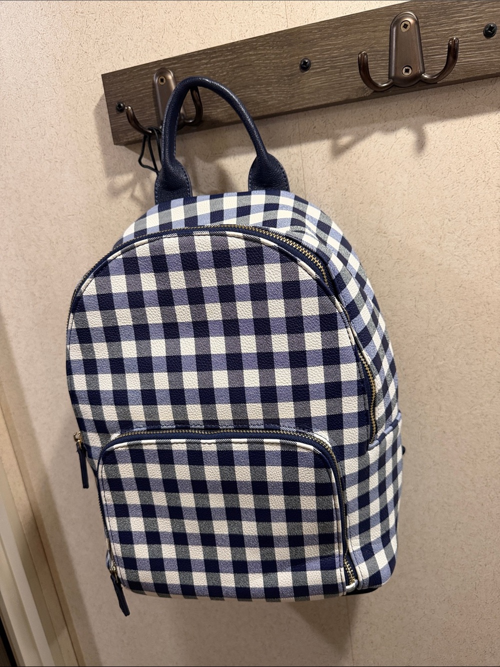 Amazon Navy & White Gingham Backpack